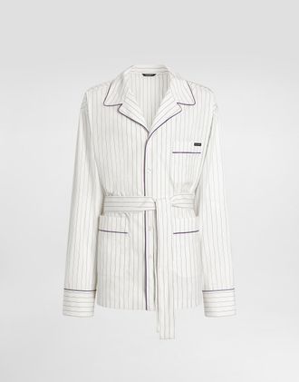 Dolce & Gabbana Striped Poplin Vanity Robe - Man Shirts Multi-colored 44