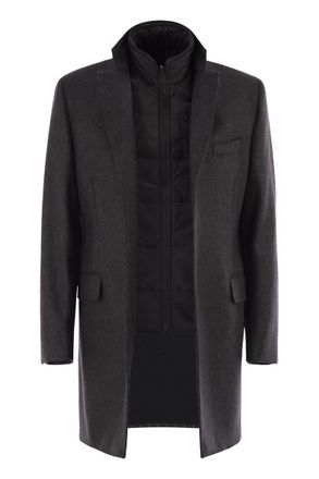 Fay Mens Double Coat In Wool And Cashmere Cloth - Dark Grey - Size X-Large