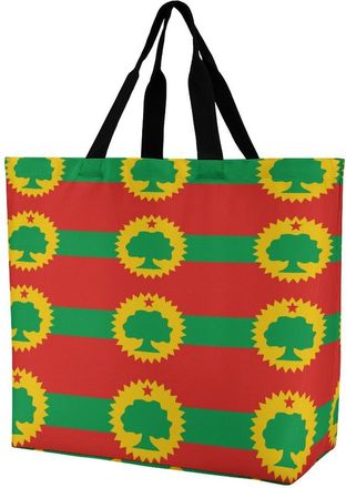 Generic Flag of The Oromo Liberation Front Reusable Shopping Bags Large Capacity Grocery Bag Heavy Duty Tote for Women 40x40x16cm