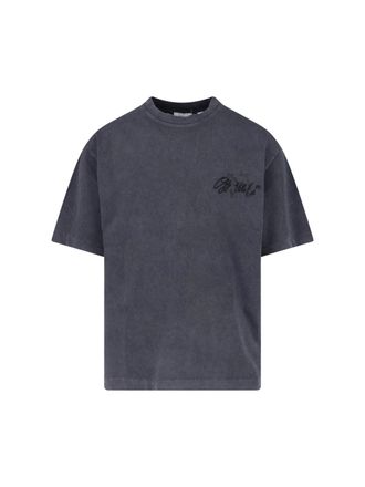 Off-white Black Cotton Washed Logo T-Shirt