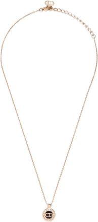 Dior CD rhinestone logo-pendant necklace - women - Rhinestone/Gold Plated - One Size