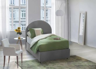 Talamo Italia Cama Individual Beatrice, Cama Contenedor Con Revestimiento De Tela, 100% Made In Italy, Apertura Frontal, Adecuado Para Colch&oacute;n Cm 80x190, Gris, Con 