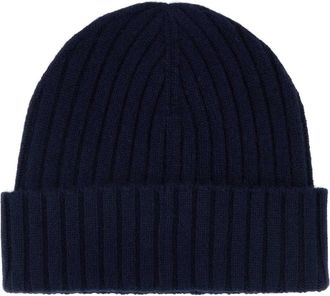 Sporty & Rich Mens Heritage Beanie Navy Cashmere Wool