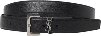 Saint Laurent Belts, male, Black, Size: 95 CM Black Leather Belt with YSL Buckle