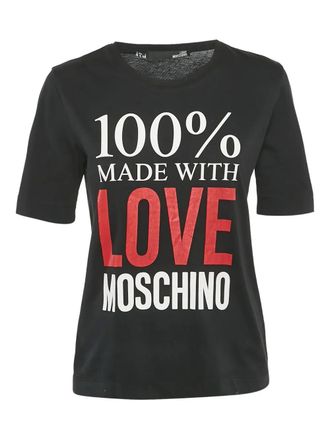 Love Moschino printed T-shirt - women - Cotton - S - Black