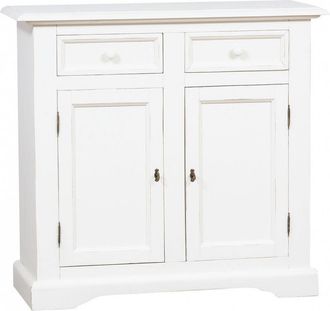 Biscottini International Alcena Country De Madera Maciza De Tilo Acabado Con Efecto Blanco Envejecido 110x45x103 Cm