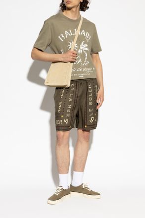 Balmain Printed Shorts, Mens, Green