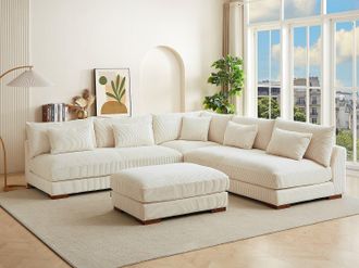 Pascal Morabito Pouf in Velluto a coste Beige - SPERONE di PASCAL MORABITO