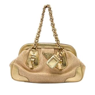 Prada Pre-owned Vintage Schoudertas - Dames - Pre-owned - Beige - Maat: ONE Size Leer
