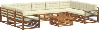 vidaXL Conjunto De Sof&aacute;s De Exterior 10 Uds. Natural Y Crema Vidaxl