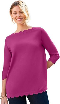 Jessica London Scallop Boatneck Tunic in Raspberry at Nordstrom, Size Medium