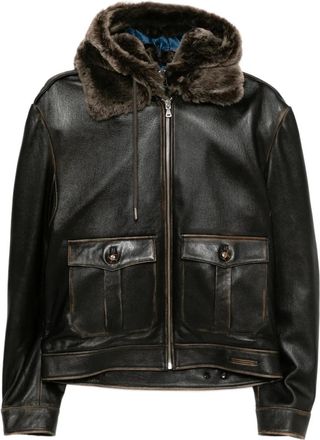 Monse Bomber in pelle - Marrone