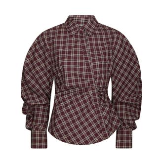 Neo Noir Neoella Medium Check Shirt - Dames - Blouses & Shirts - Paars - Maat: XS Katoen