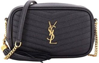 Saint Laurent Black Matelasse Chevron Leather Lou Camera Bag Mini (Authentic Pre-Loved)