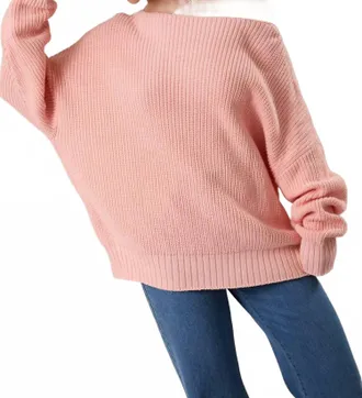 Le Lis Blanc Deux Sylvia Funnel Neck Sweater Top In Pink