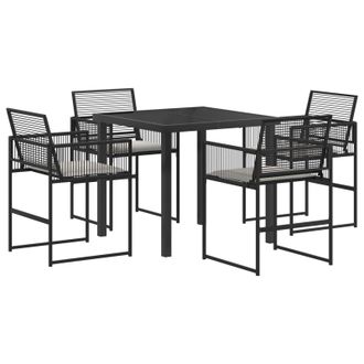 vidaXL Conjunto De Comedor De Jard&iacute;n 5 Pcs Negro Rat&aacute;n Sint&eacute;tico Vidaxl