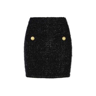 Balmain Black Cotton Mini Womens Skirt