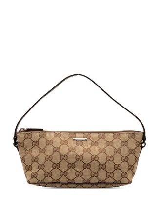 Gucci 2000-2015 GG Canvas Boat shoulder bag - women - Calf Leather/Canvas - One Size - Brown