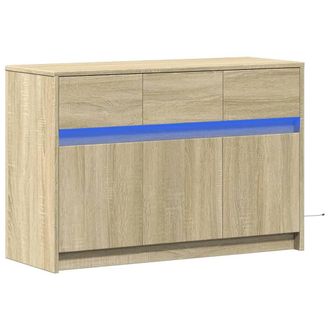 Berkfield Home TV Cabinet with LED Sonoma Oak 91x34x61 cm Engineered Wood in Light Oak | Size: 91 x 34 x 61 cm