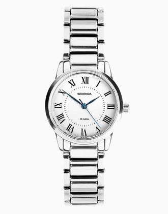 Sekonda Beaumont - Orologio classico da donna da 28 mm argentato con cinturino in lega argentato e quadrante bianco-Argento