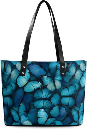 Generic Blue Butterfly Tote Bags for Women Cute Shoulder Purses Handbags