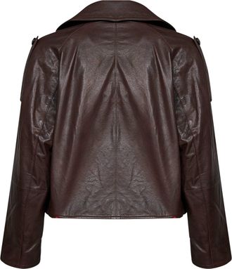 Max Mara Womens Pea Coat Wkdfelino Chocolate Nappa Leather Brown Jacket