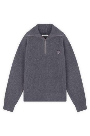 Maison Kitsuné Bold Fox Head Patch Half Zip Ribbed Jumper