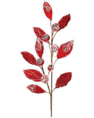 Melrose International Set Of 2 Beaded Red Leaf Stem