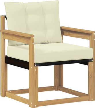 vidaXL Sof&aacute; De Exterior Madera Maciza De Acacia Y Textileno Blanco Vidaxl