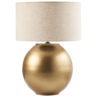 Beliani Beliani - L&aacute;mpara De Mesa Moderna Pantalla De Lino De Algod&oacute;n Una Luz Base De Lat&oacute;n Sobramati