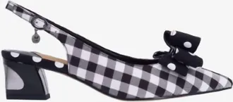 J. Rene&eacute; Womens Kimma Sling Back Pumps In Black/white Gingham/polka