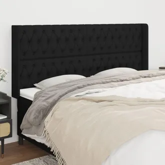 vidaXL Cabecero Con Orejas De Tela Negro 203x16x118/128 Cm Vidaxl