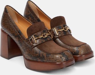 Tod's Snake-effect leather loafer pumps