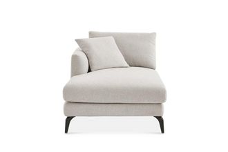 Castlery Spill-Resistant Chaise Sofa with Removable Frame and Cushion Covers and Black Legs - Grey | Lena by Castlery