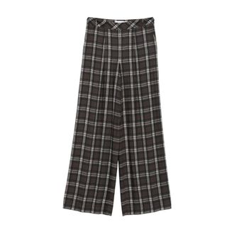 Ermanno Scervino Broeken, Dames, Veelkleurig, M, Leer, Pleated Checked Broeken