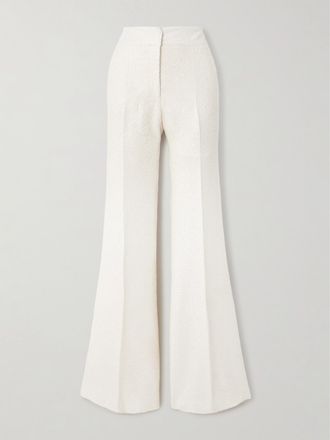 Gabriela Hearst Pantaloni Svasati In Seta Boucl&eacute; Rhein - Avorio