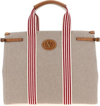 Valentino Garavani Antibes Canvas Handbag - Heren - Shoppers - Beige - ONE Size - Leer - Tassen