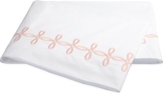 Matouk Gordian Knot 500 Thread Count Cotton Percale Flat Sheet in Blush at Nordstrom, Size Full