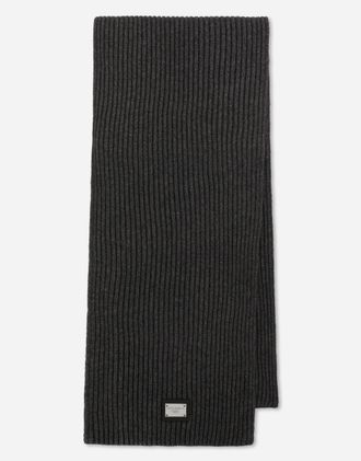 Dolce & Gabbana Wool Scarf With Dg Patch - Man Scarves And Silks Gray Wool Onesize