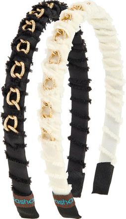 Tasha Assorted 2-Pack Chain Link Headbands in Ivory Black at Nordstrom