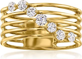 Ross-Simons Lab-Grown Diamond Multi-Row Ring in 18kt Gold Over Sterling