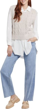 Tribal Claire Crop Sweater Vest In Ecru Marl