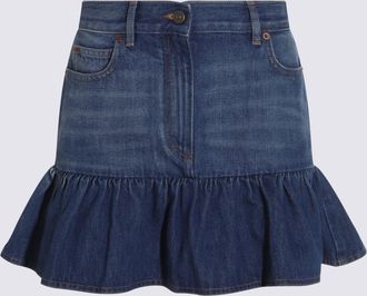 Valentino Blue Denim Cotton Skirt