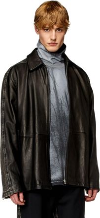 Diesel Hybrid denim and leather jacket - Leather jackets - Man - Black