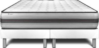 VITALIT Vitalit - Base Tapizada Blanco + Colch&oacute;n Con Muelles Y Viscoel&aacute;stica 2x80x200