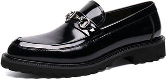 Generic Uniform Classics Patent Black Oxford Dress Shoes for Men and Women with EVA Cushion Flex Footbed and Non-Marking Non-Slip Rubber Outsole,Black,9.5 UK