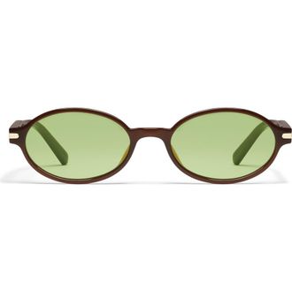 Quay Nevermind 54mm Round Sunglasses in Dark Brown/Pistachio at Nordstrom