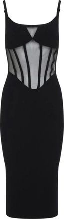 Elisabetta Franchi Vestido Midi con Cors&eacute; Transparente - Dresses - Mujer - Negro - XS