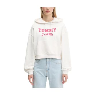 Tommy Jeans Hoodies, female, White, S, Varsity Womens Hoodie Eco-Friendly Design