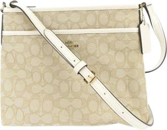 Coach Pre-owned Cross Body Bags, female, Beige, Size: ONE SIZE Pre-owned Canvas Shoulder Bag